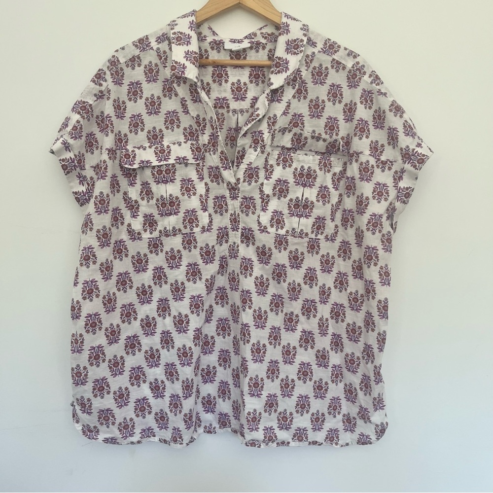 J. Jill Purple Floral Button Down Shirt